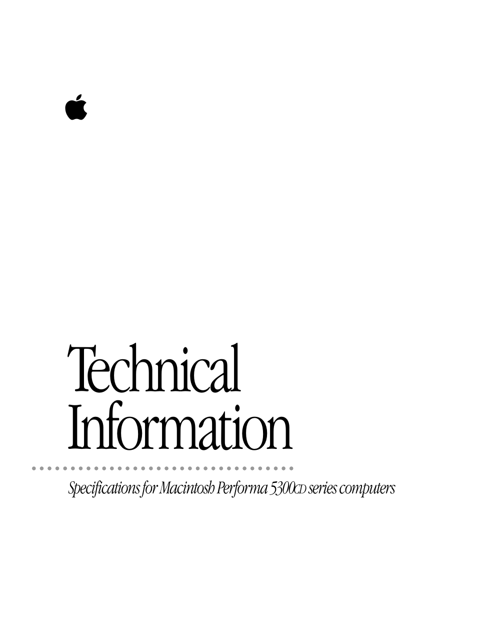 Apple Mac Performa 5300 CD series (Tech informatiom) User Manual | 8 pages