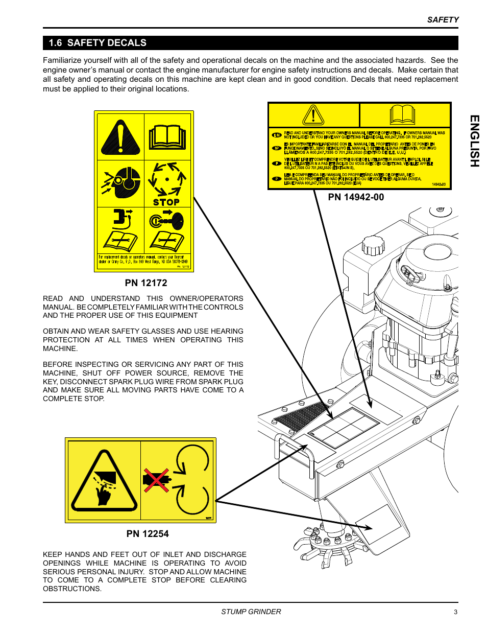 6 safety decals, English | Echo SG340 Owners Manual v.4 User Manual | Page 7 / 18