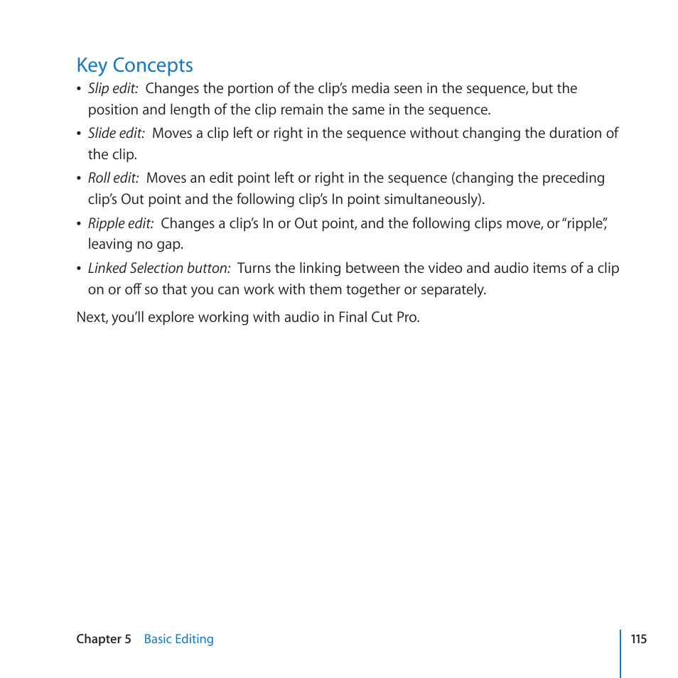 Key concepts | Apple Final Cut Pro 7 User Manual | Page 115 / 178