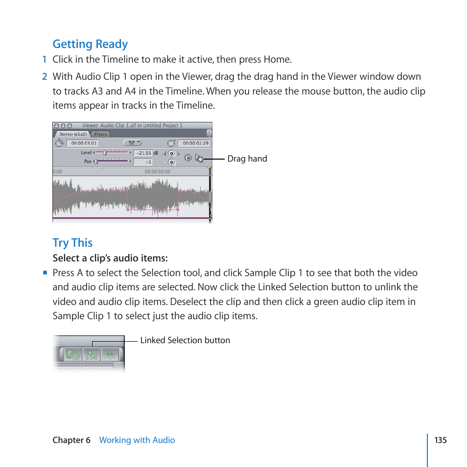 Getting ready, Try this | Apple Final Cut Pro 7 User Manual | Page 135 / 178