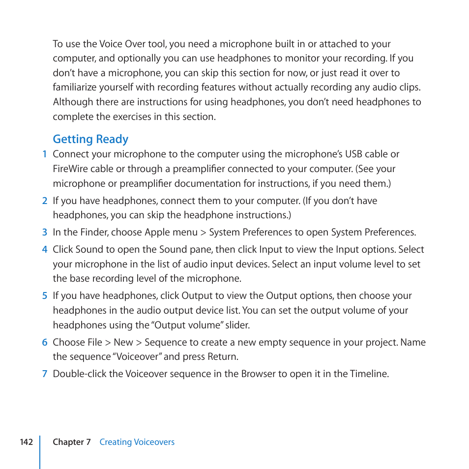 Getting ready | Apple Final Cut Pro 7 User Manual | Page 142 / 178