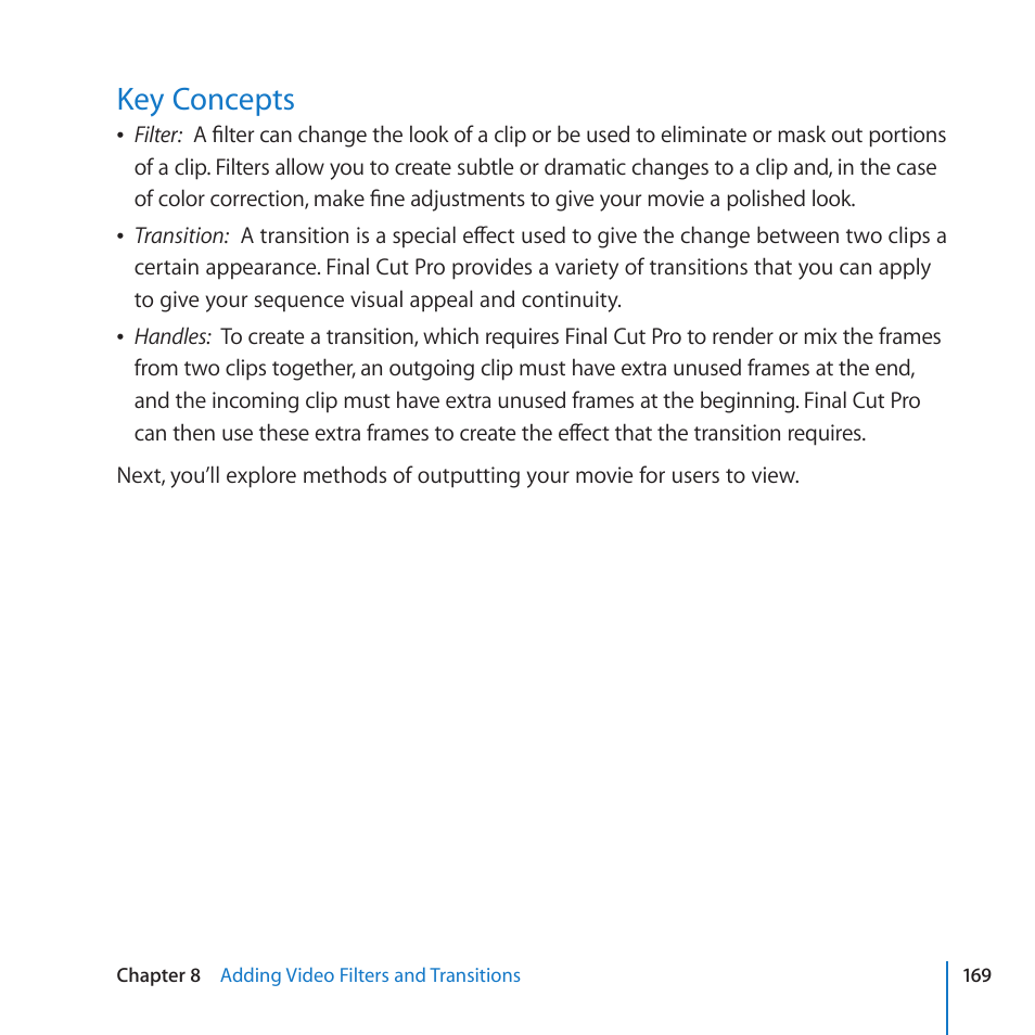 Key concepts | Apple Final Cut Pro 7 User Manual | Page 169 / 178