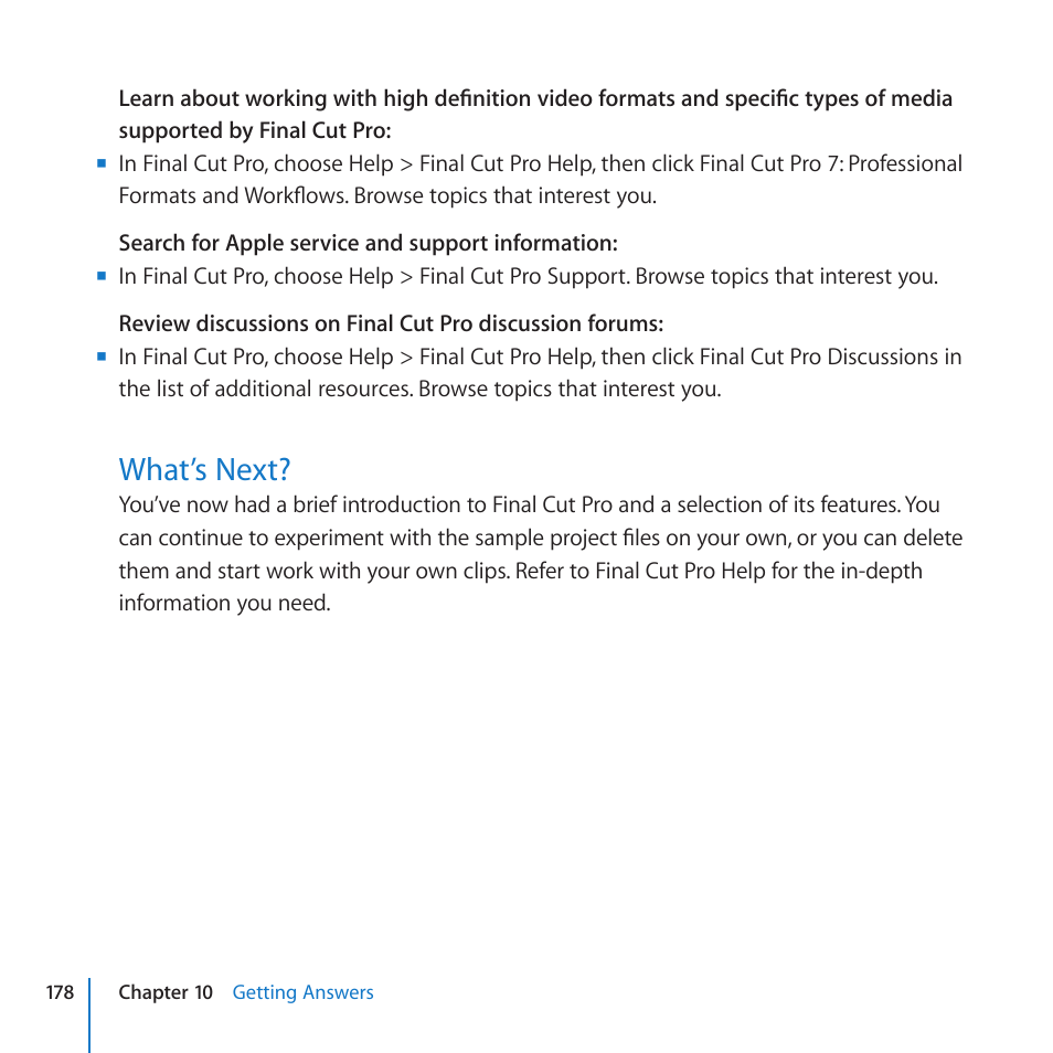 What’s next | Apple Final Cut Pro 7 User Manual | Page 178 / 178