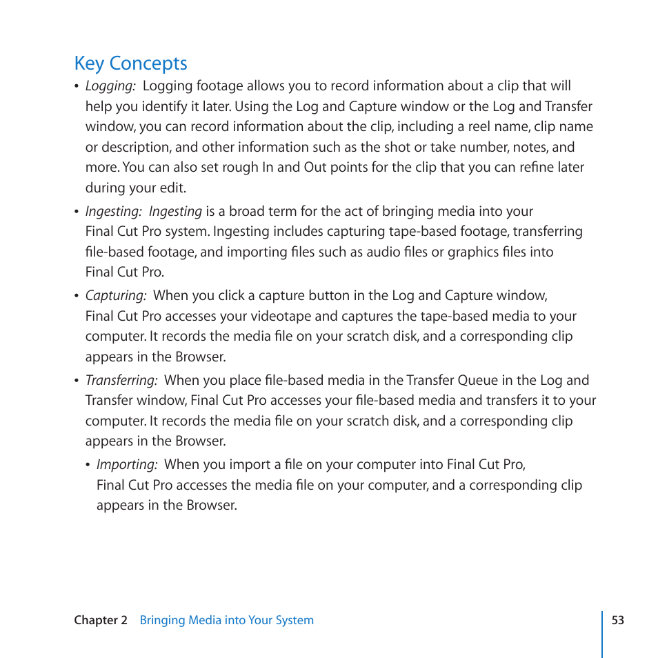 Key concepts | Apple Final Cut Pro 7 User Manual | Page 53 / 178