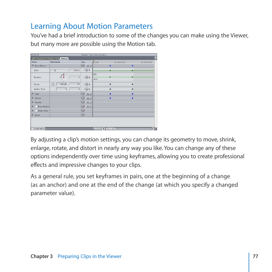 Learning about motion parameters | Apple Final Cut Pro 7 User Manual | Page 77 / 178