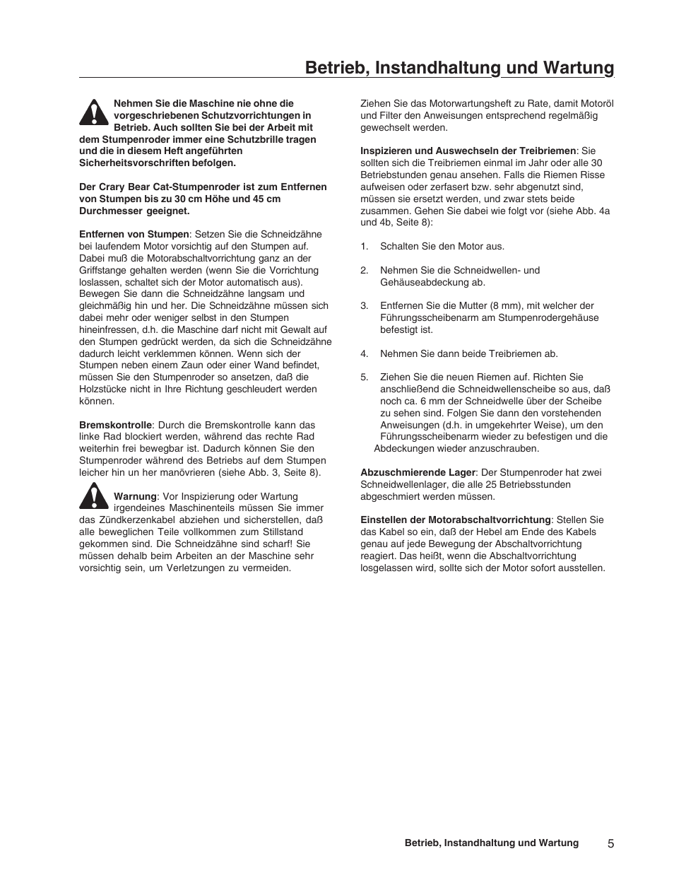 Betrieb, instandhaltung und wartung | Echo 73710S User Manual | Page 26 / 59