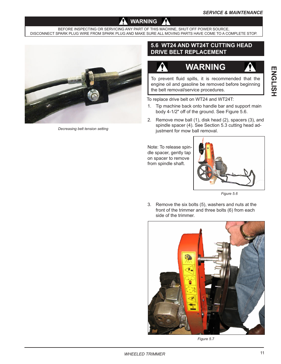 Warning, English | Echo WT24T Owners Manual User Manual | Page 15 / 25