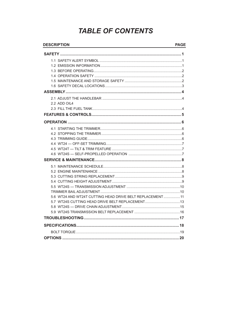 Echo WT24T Owners Manual User Manual | Page 4 / 25