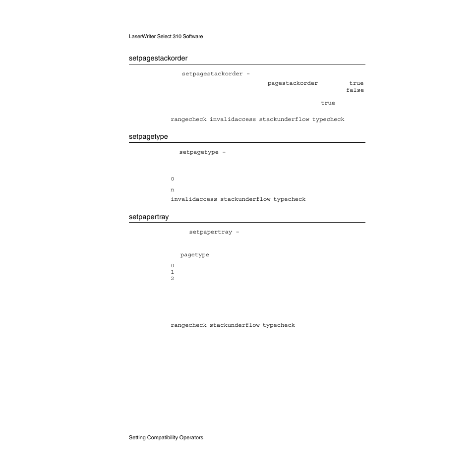 Setpapertray | Apple LaserWriter Select 310  Printer User Manual | Page 42 / 68