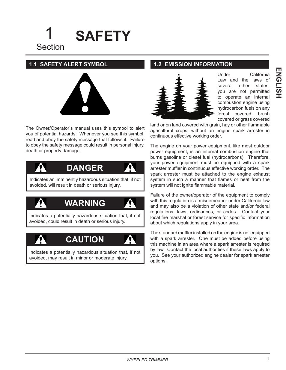 Safety, Danger, Warning | Caution, English | Echo WT24 Owners Manual User Manual | Page 5 / 25