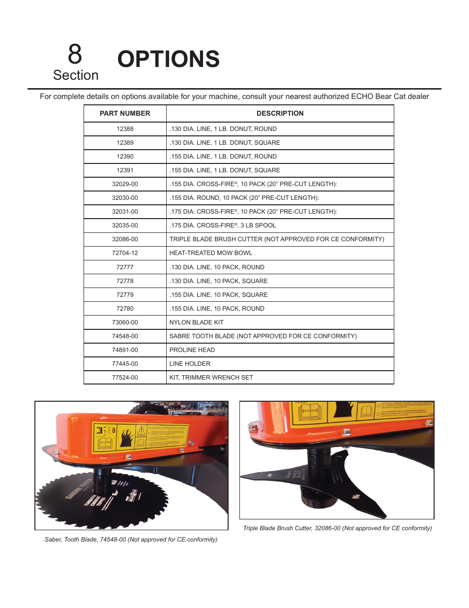 Options | Echo WT190 Owners Manual v.4 User Manual | Page 19 / 20