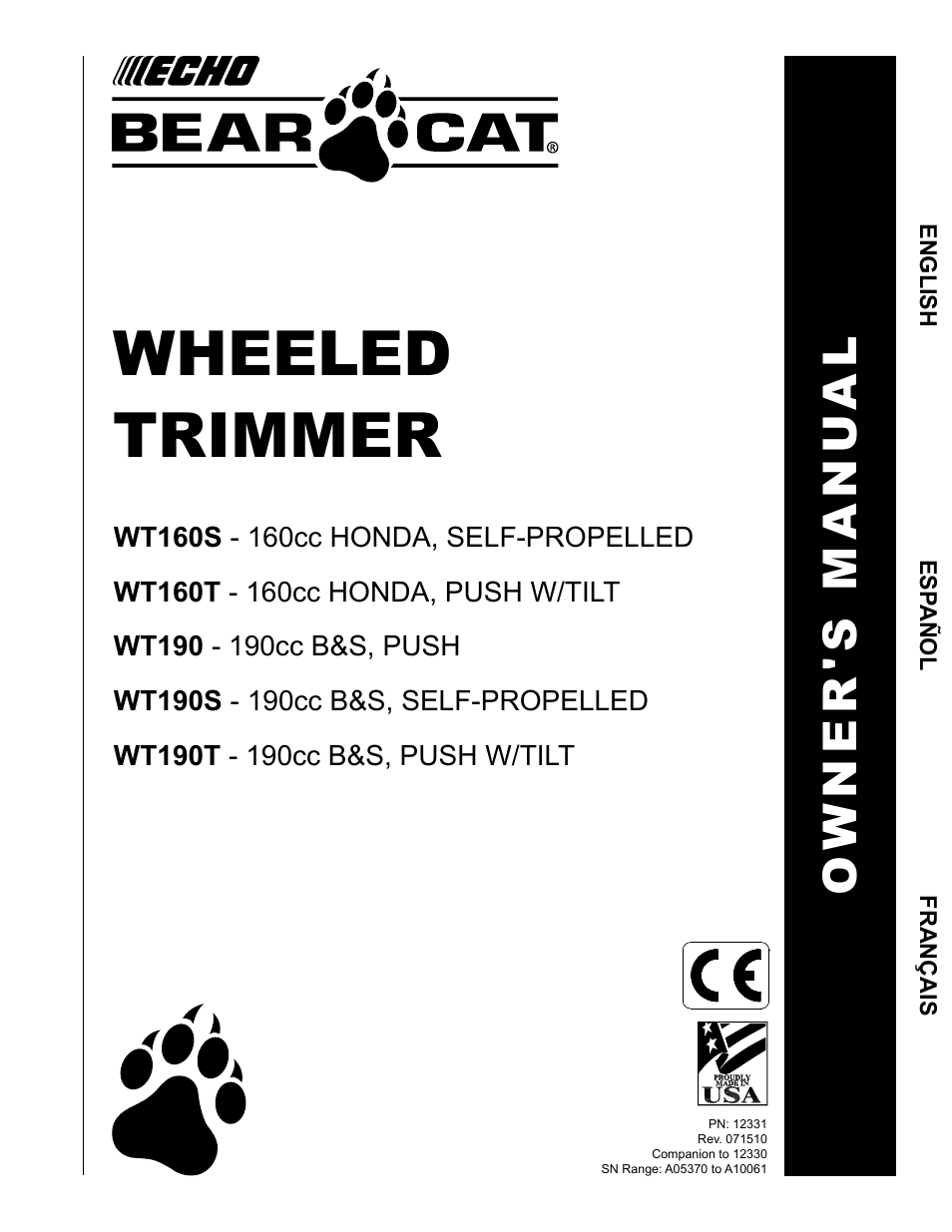 Echo WT160S Owners Manual v.2 User Manual | 33 pages
