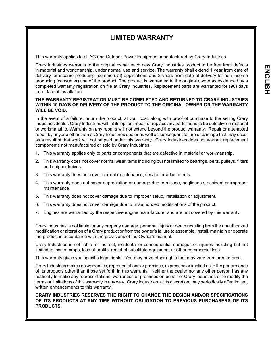 English, Limited warranty | Echo WT160S Owners Manual v.1 User Manual | Page 3 / 32