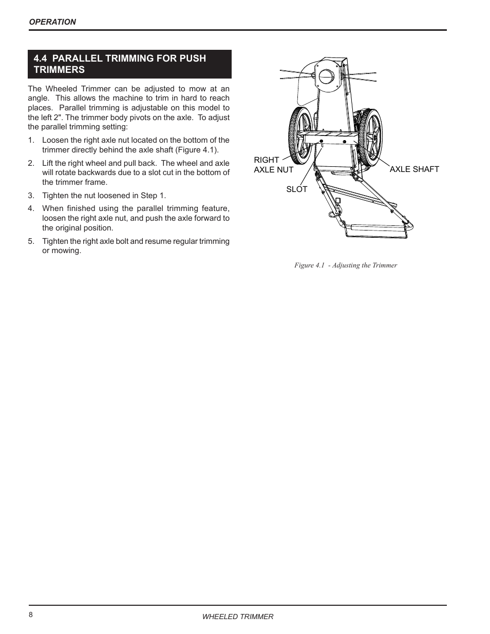 4 self-propelled operation, 4 parallel trimming for push trimmers | Echo WT189 Owners Manual User Manual | Page 12 / 20