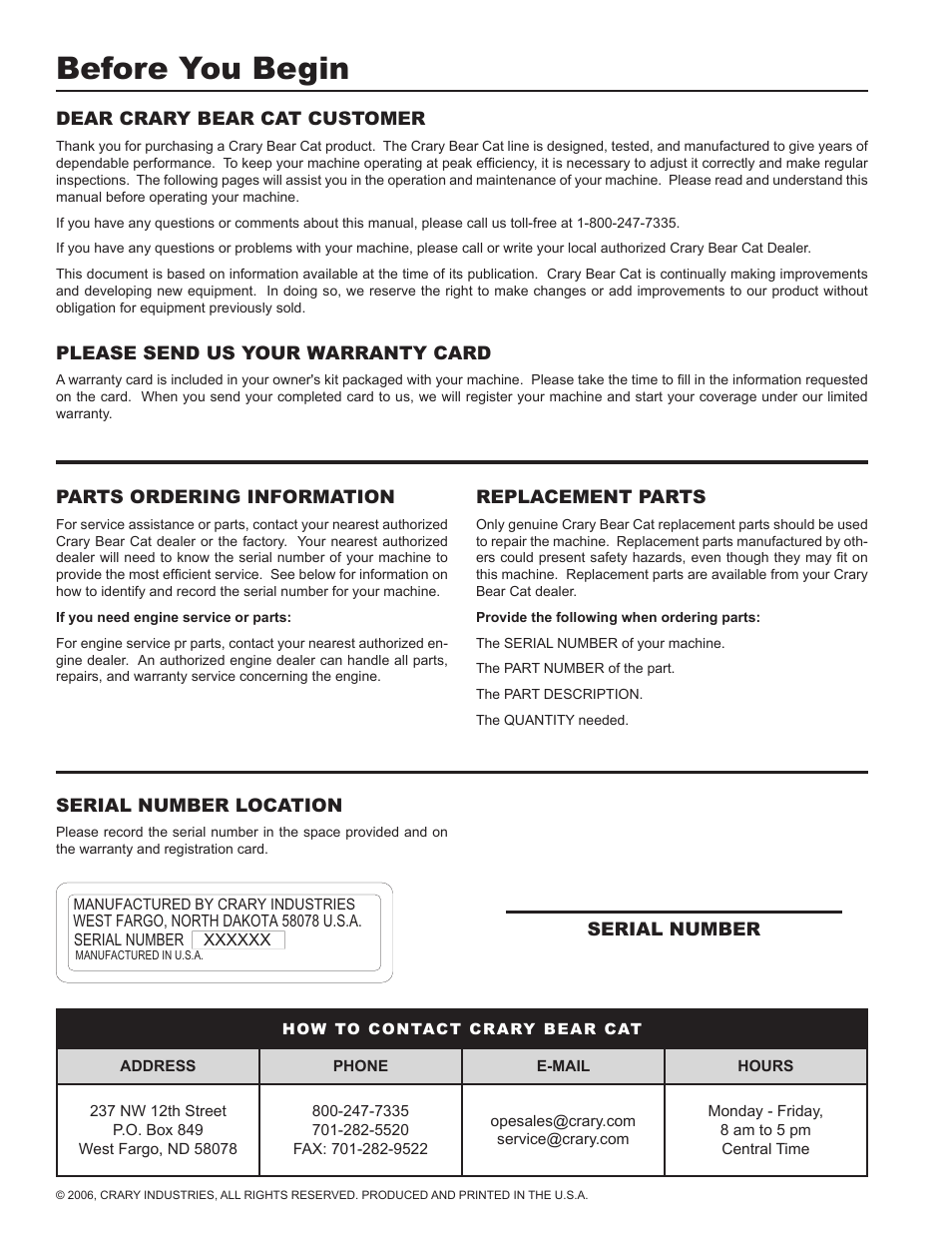 Before you begin | Echo 75065 Owners Manual v.2 User Manual | Page 2 / 60