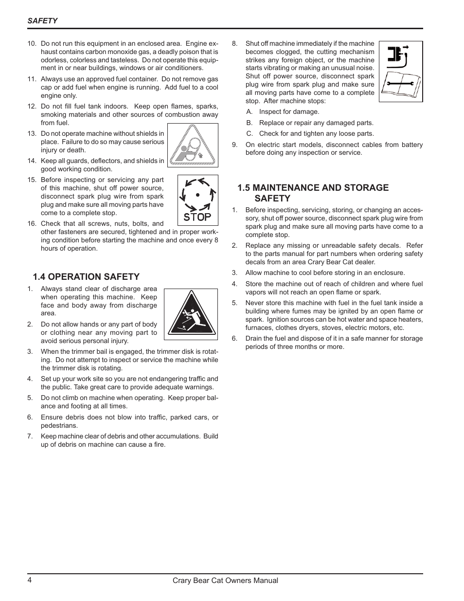 5 maintenance and storage safety, 4 operation safety | Echo 75065 Owners Manual v.2 User Manual | Page 6 / 60