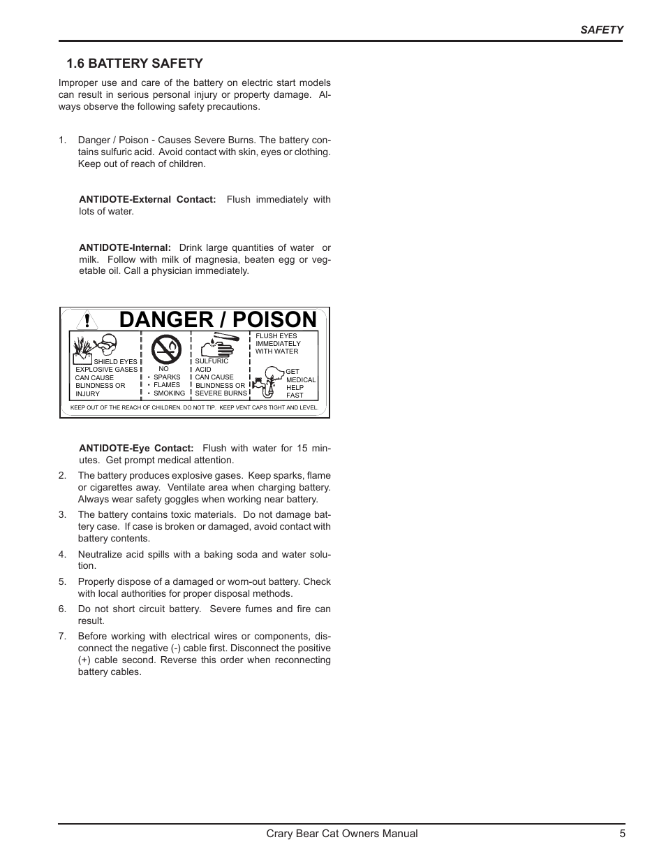 Danger / poison, 6 battery safety | Echo 75065 Owners Manual v.2 User Manual | Page 7 / 60