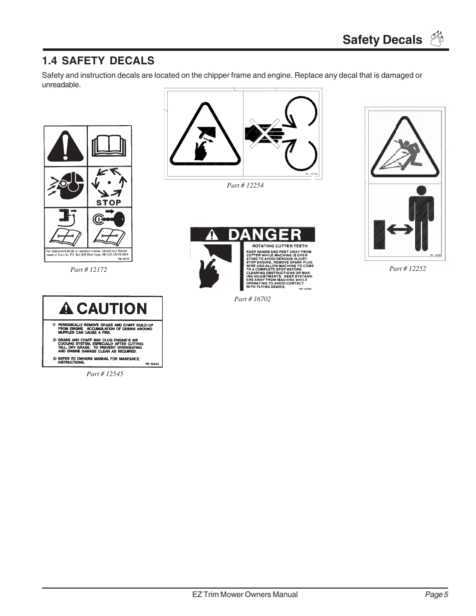 Safety decals, 4 safety decals | Echo 73455 Owners Manual v.3 User Manual | Page 9 / 24