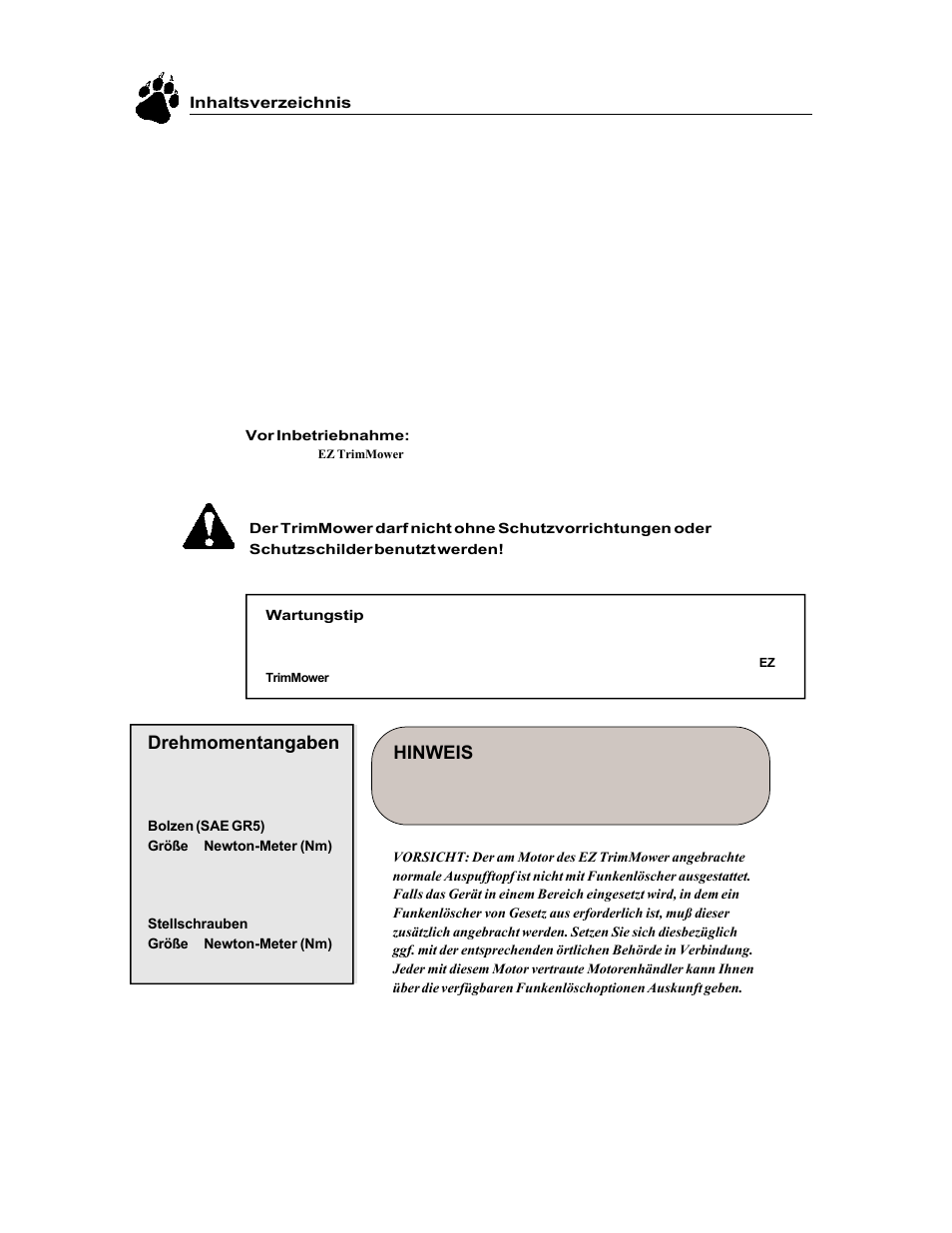 Drehmomentangaben, Hinweis | Echo 74065S User Manual | Page 39 / 88