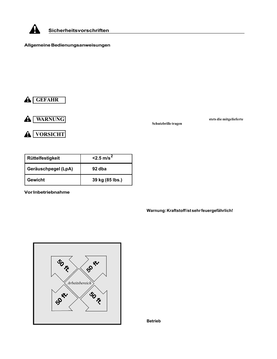 Warnung vorsicht gefahr | Echo 74065S User Manual | Page 40 / 88