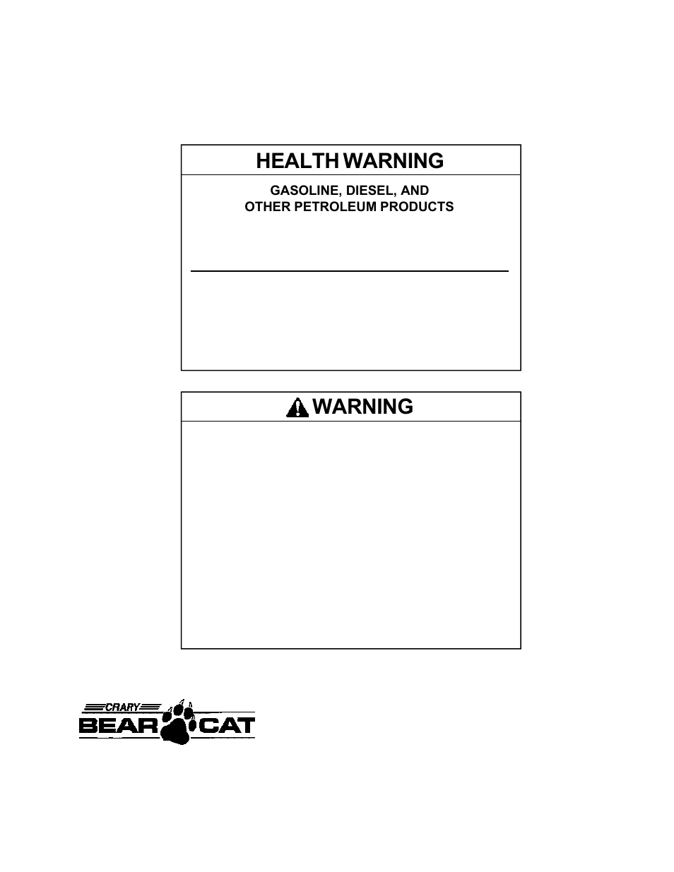 Health warning, Warning | Echo 74065S User Manual | Page 88 / 88