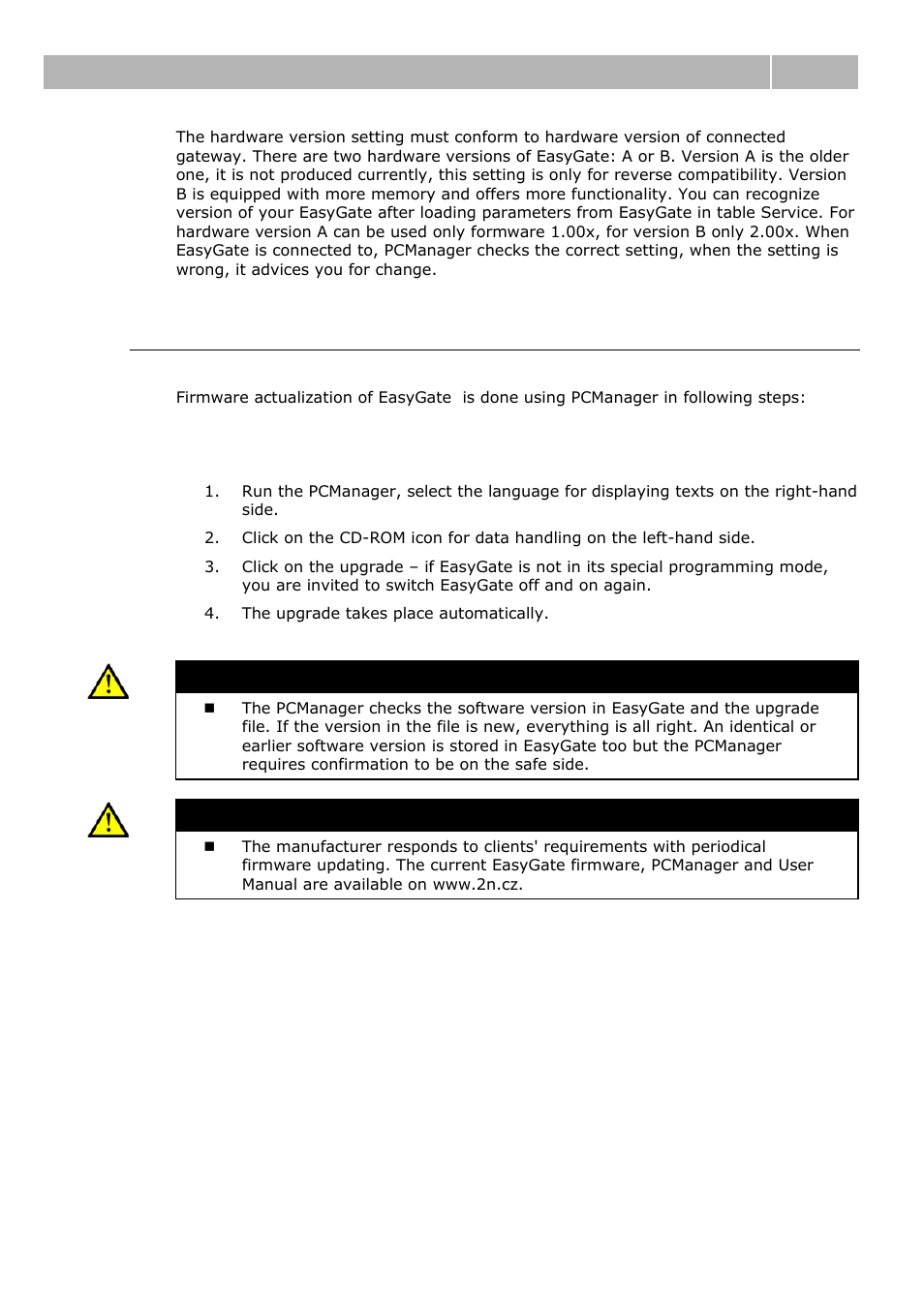 Firmware upgrade, Upgrading procedure, 2n® easygate parameters configuration 3.1 | 2N Analogue GSM gateway 2N EasyGate - Manual, 1575 v1.1.0.2 User Manual | Page 28 / 69