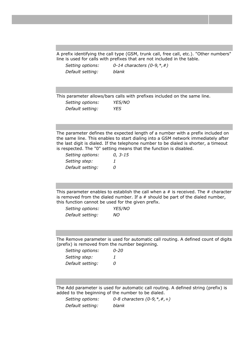 Table of parameters 3.2 | 2N Analogue GSM gateway 2N EasyGate - Manual, 1575 v1.1.0.2 User Manual | Page 35 / 69