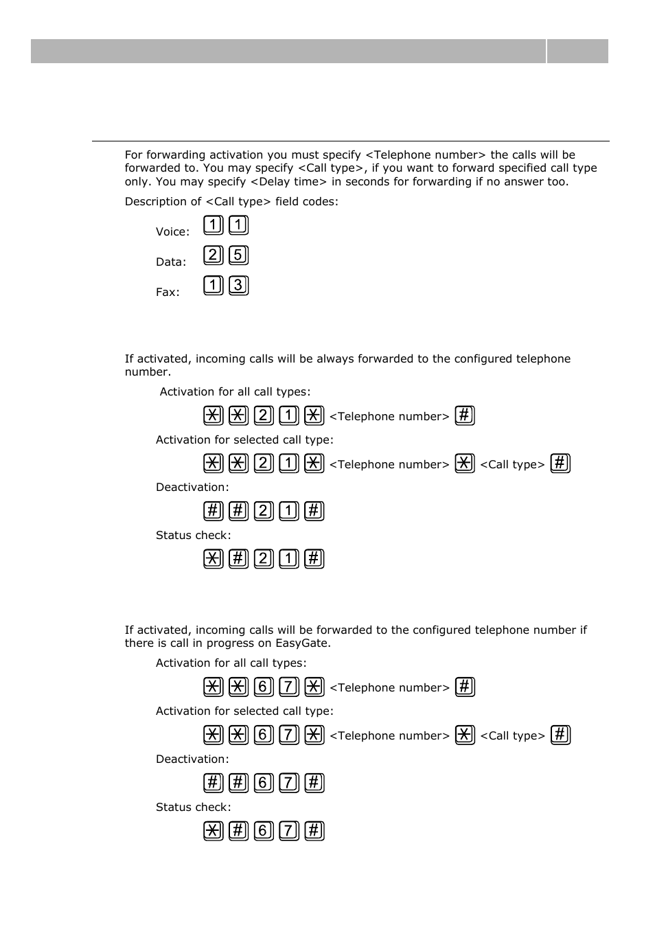 Call forwarding, Call forwarding unconditional, Call forwarding if busy | Voice function 4.1 | 2N Analogue GSM gateway 2N EasyGate - Manual, 1575 v1.1.0.2 User Manual | Page 46 / 69