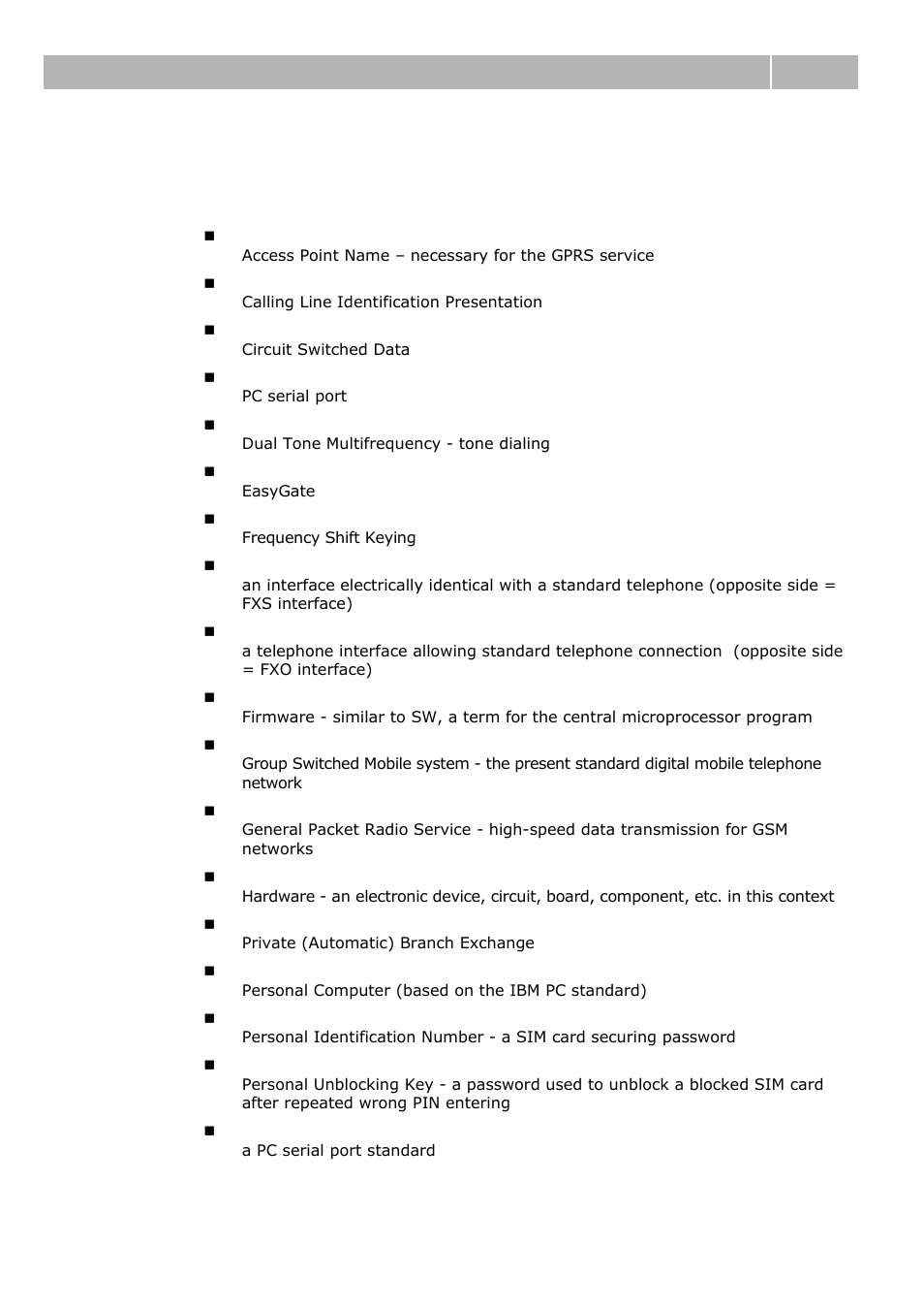 4 list of abbreviations, List of abbreviations 6.4 | 2N Analogue GSM gateway 2N EasyGate - Manual, 1575 v1.1.0.2 User Manual | Page 65 / 69