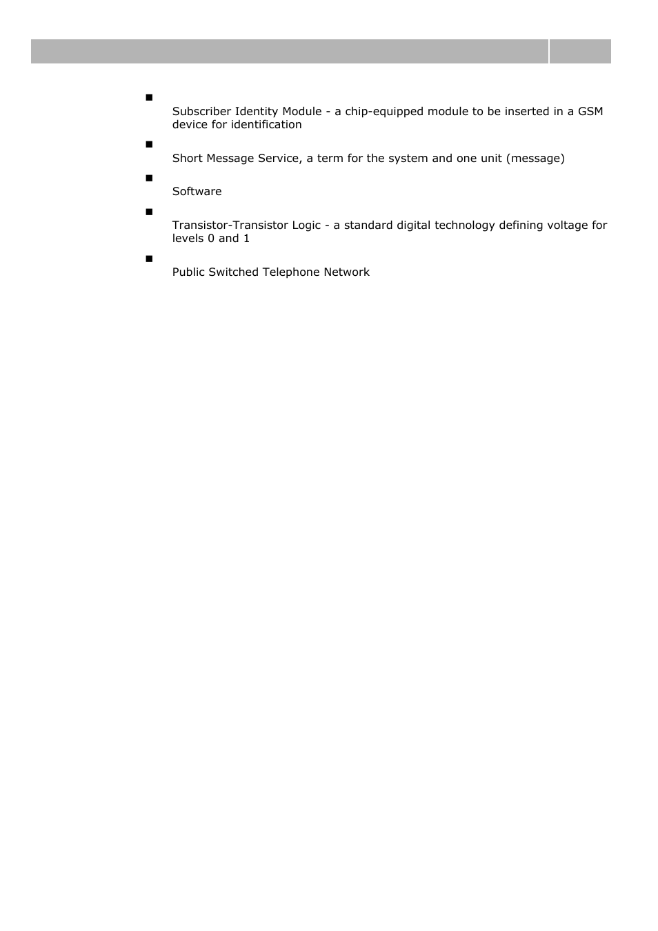 List of abbreviations 6.4 | 2N Analogue GSM gateway 2N EasyGate - Manual, 1575 v1.1.0.2 User Manual | Page 66 / 69