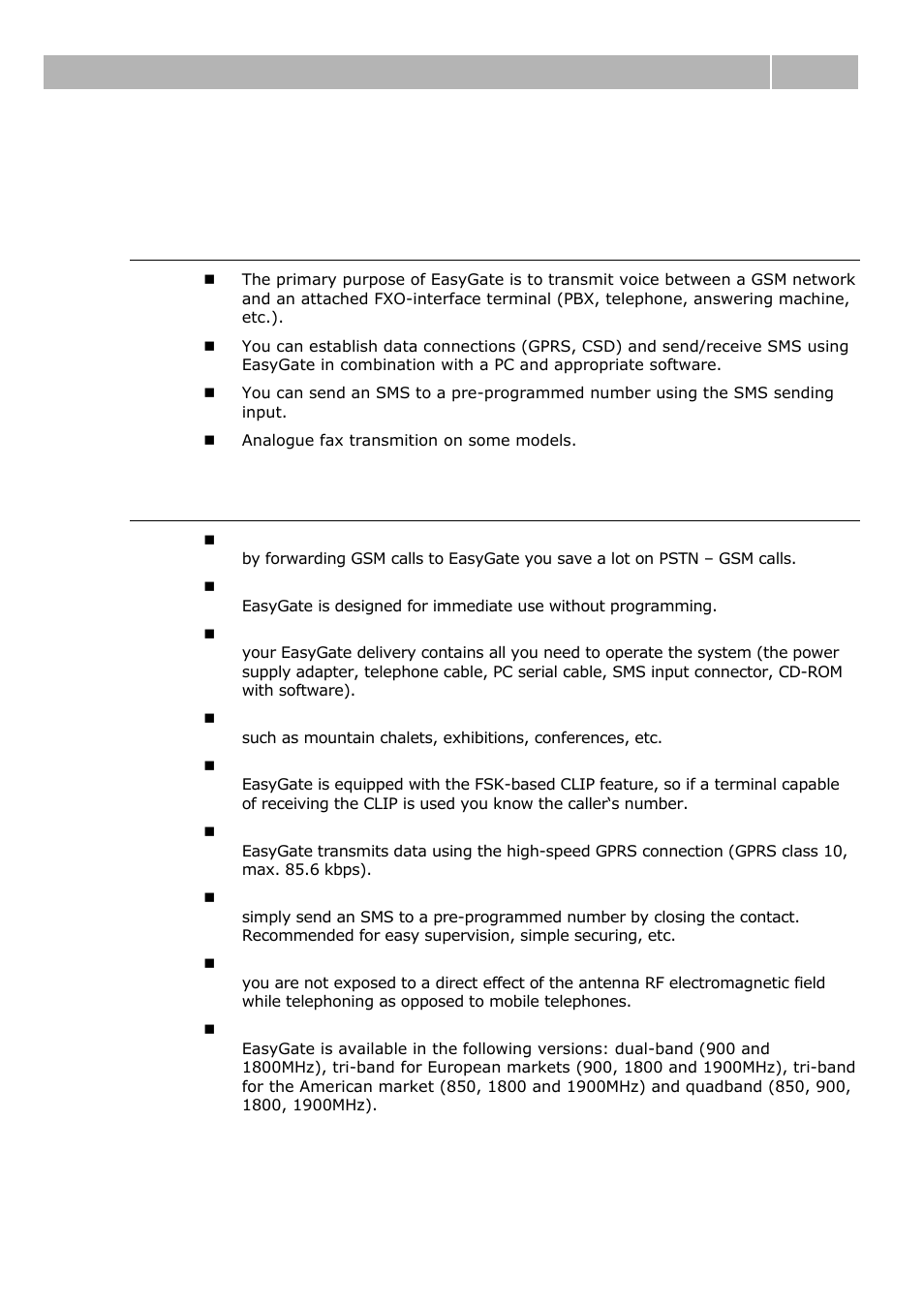 1 product description, Basic features, Advantages of 2n | Easygate use, Product description 1.1 | 2N Analogue GSM gateway 2N EasyGate - Manual, 1575 v1.1.0.2 User Manual | Page 8 / 69