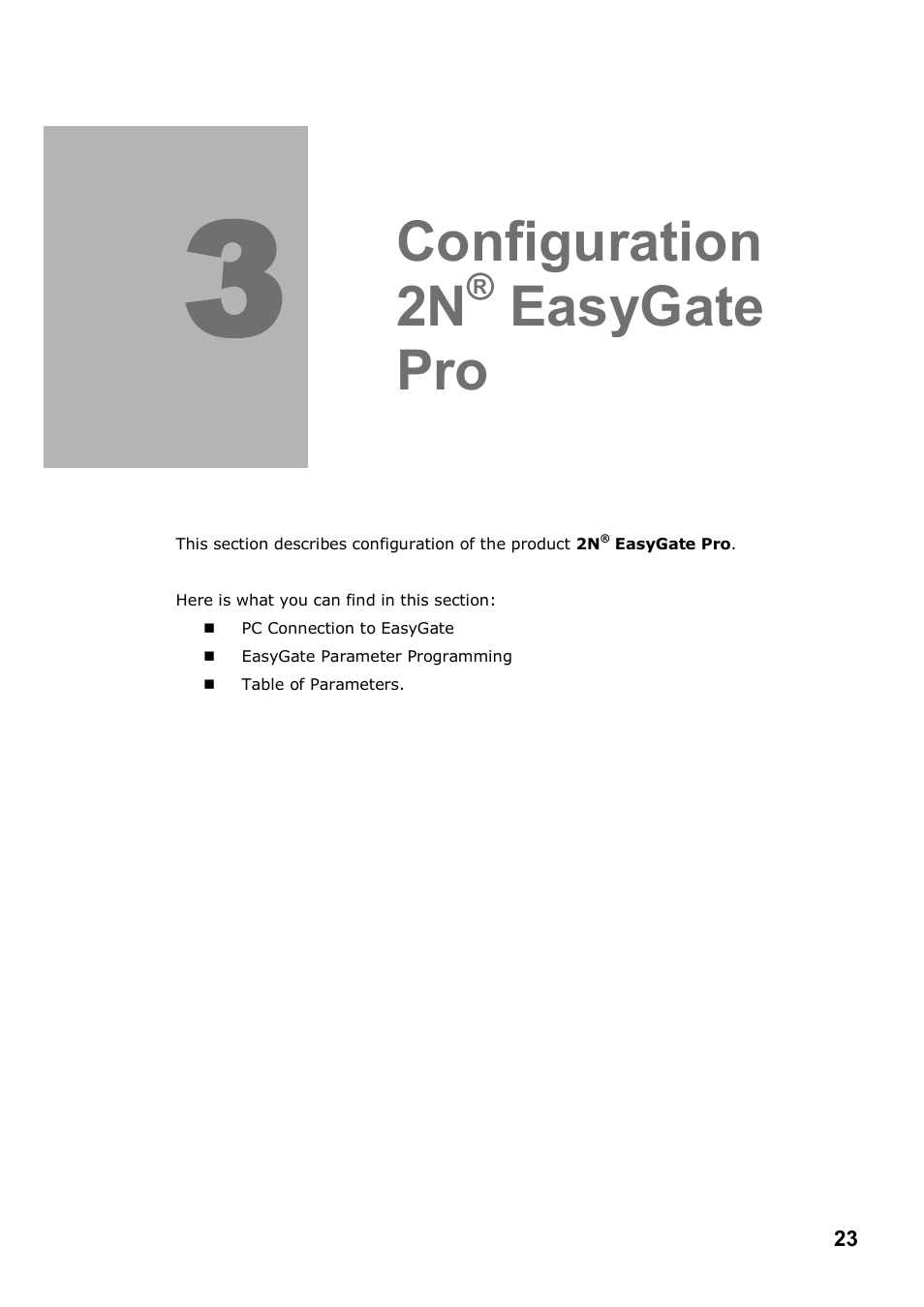 Configuration 2n, Easygate pro | 2N Analogue GSM gateway 2N EasyGate PRO - Manual, 1749 v1.03 User Manual | Page 23 / 79