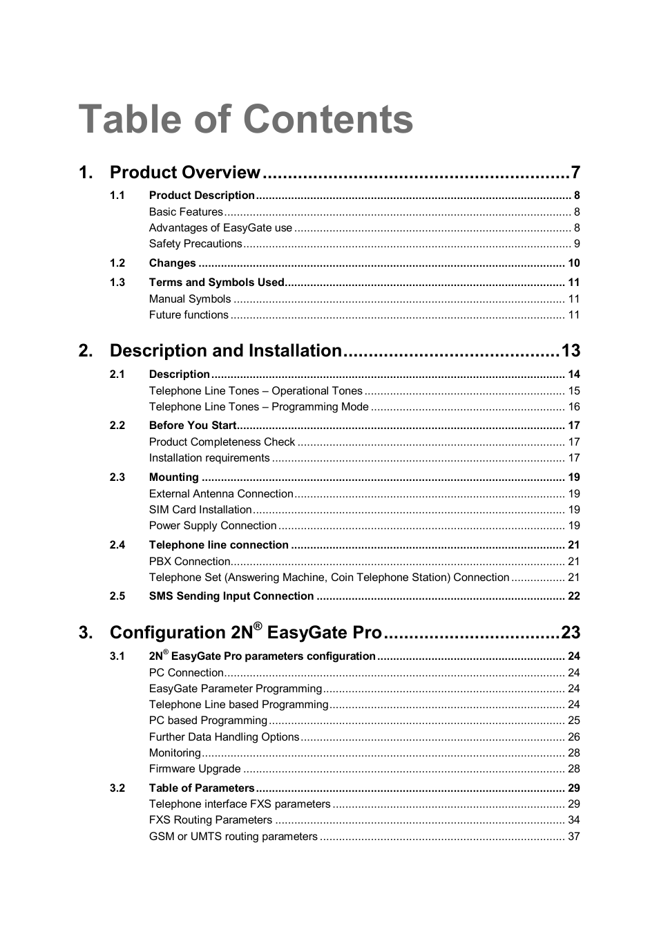 2N Analogue GSM gateway 2N EasyGate PRO - Manual, 1749 v1.03 User Manual | Page 3 / 79