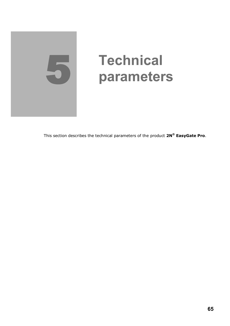 Technical parameters | 2N Analogue GSM gateway 2N EasyGate PRO - Manual, 1749 v1.03 User Manual | Page 65 / 79