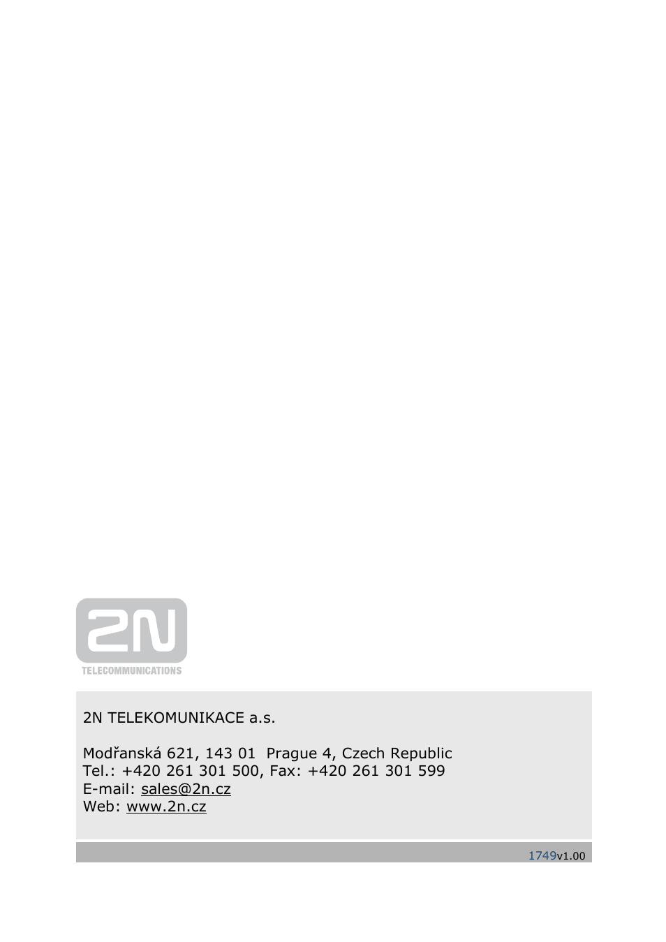 2N Analogue GSM gateway 2N EasyGate PRO - Manual, 1749 v1.03 User Manual | Page 79 / 79