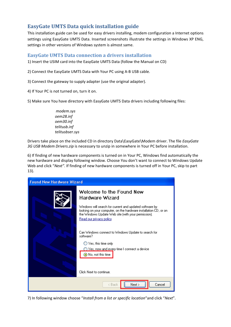 2N Analogue UMTS gateway 2N EasyGate UMTS USB - Quick Start User Manual | 9 pages