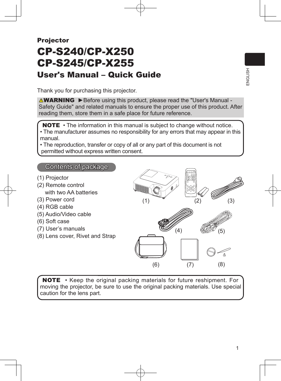 Hitachi CP-S240 User Manual | 14 pages