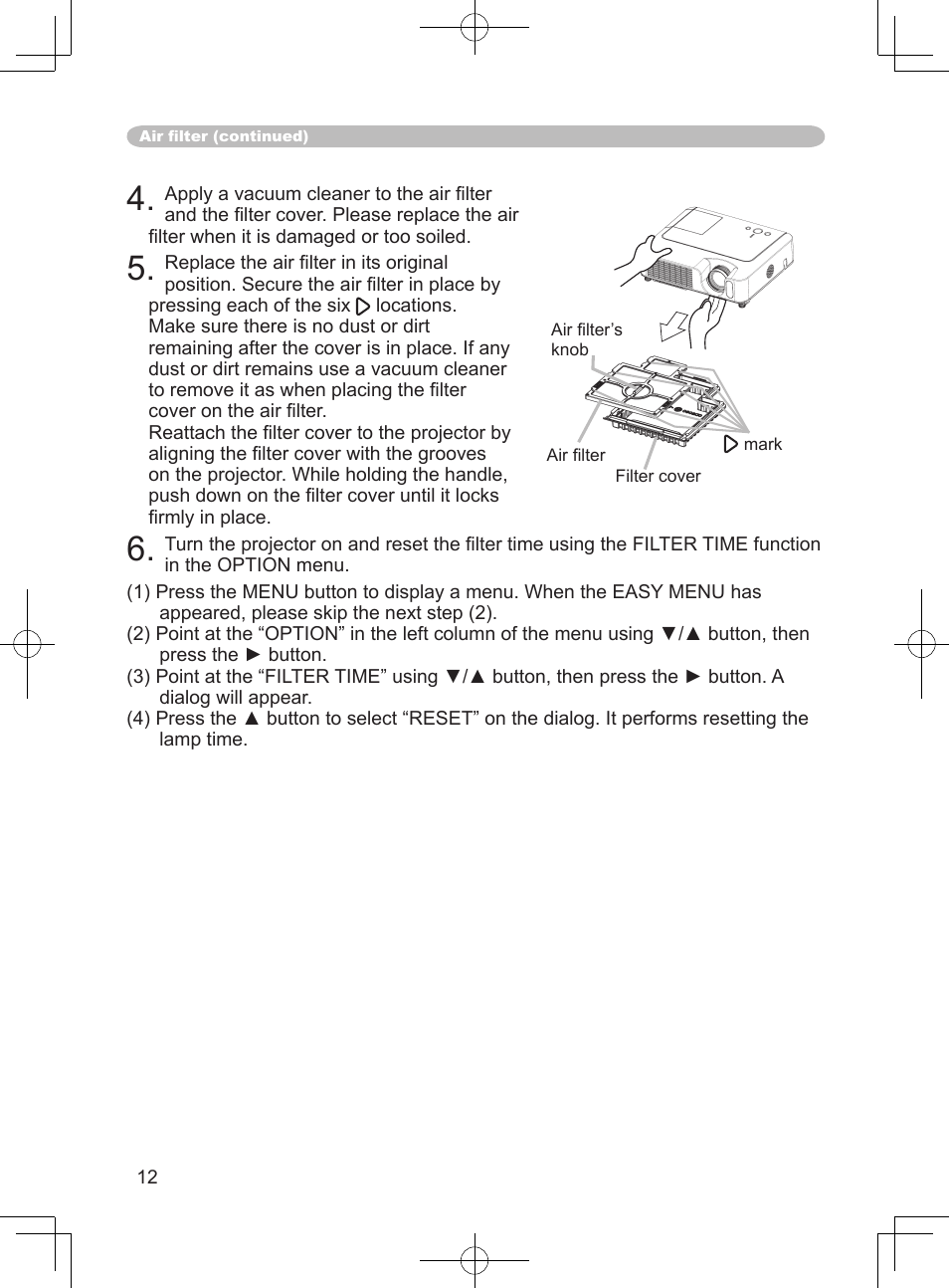 Hitachi CP-S240 User Manual | Page 12 / 14