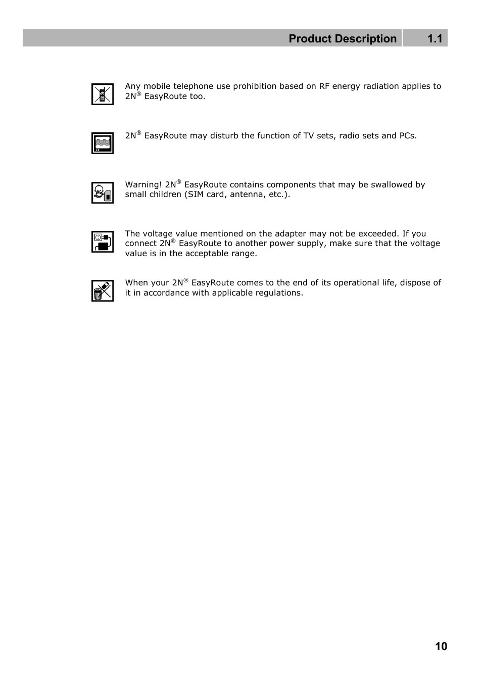 Product description 1.1 | 2N Wireless 3G router 2N EasyRoute_new design - User manual, 1670 v1.06 User Manual | Page 10 / 101