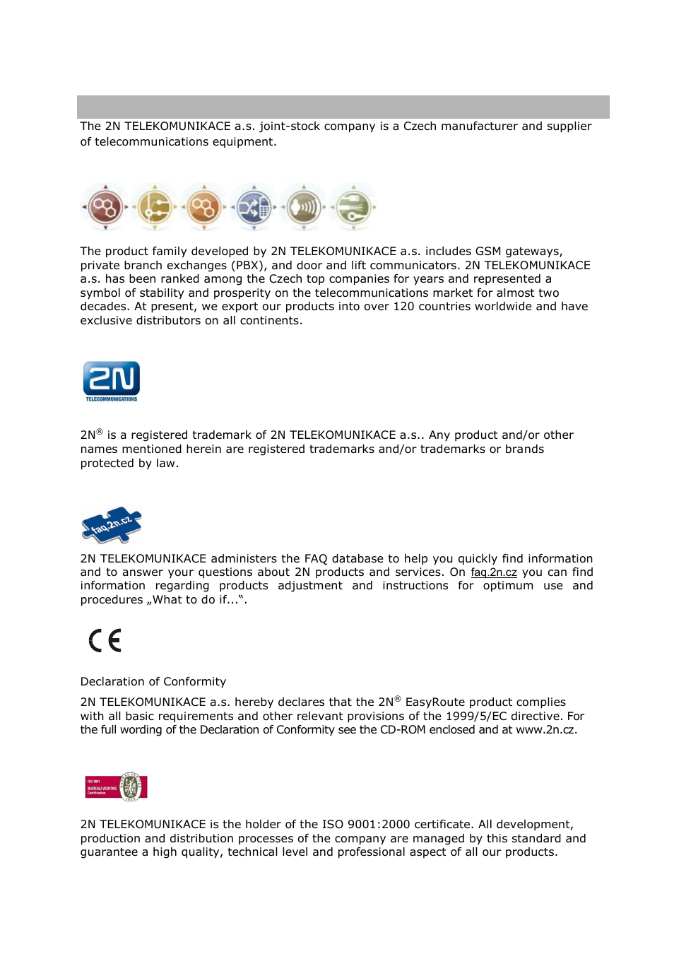 2N Wireless 3G router 2N EasyRoute_new design - User manual, 1670 v1.06 User Manual | Page 2 / 101