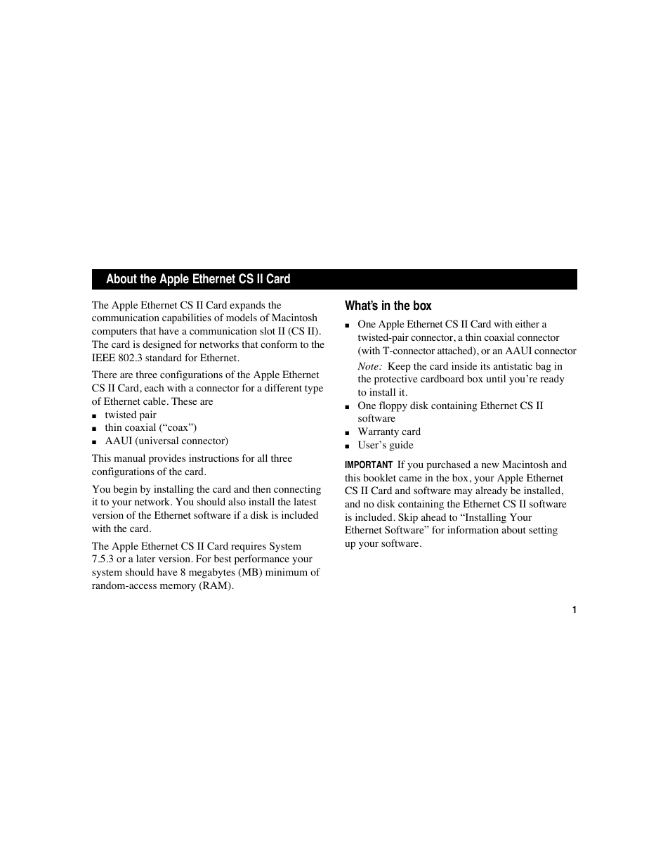 Apple Ethernet CS II Card User Manual | 25 pages