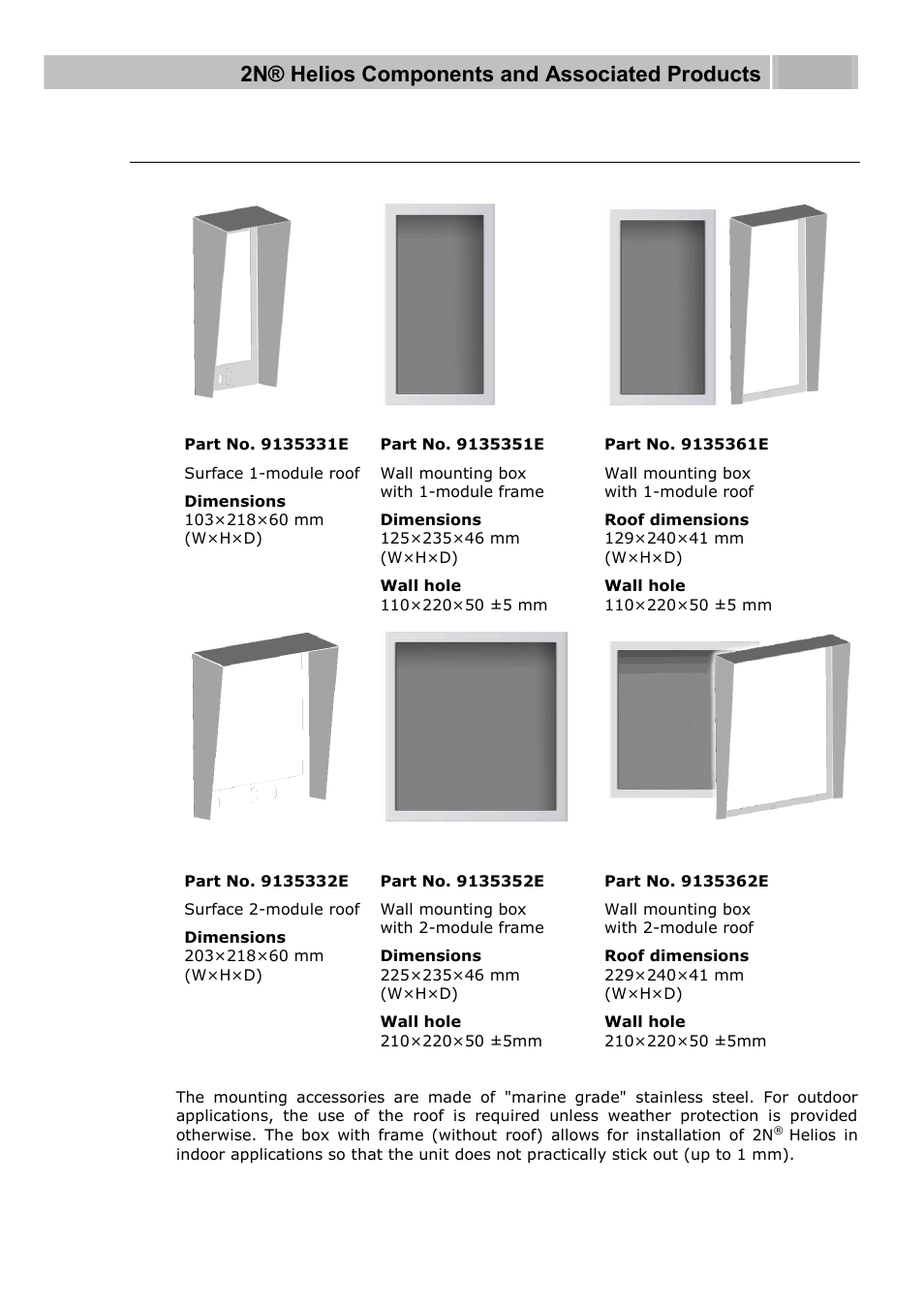 Installation accessories, 2n® helios components and associated products 1.3 | 2N Door intercom 2N Helios - Manual, 1322 v3.0 User Manual | Page 12 / 76