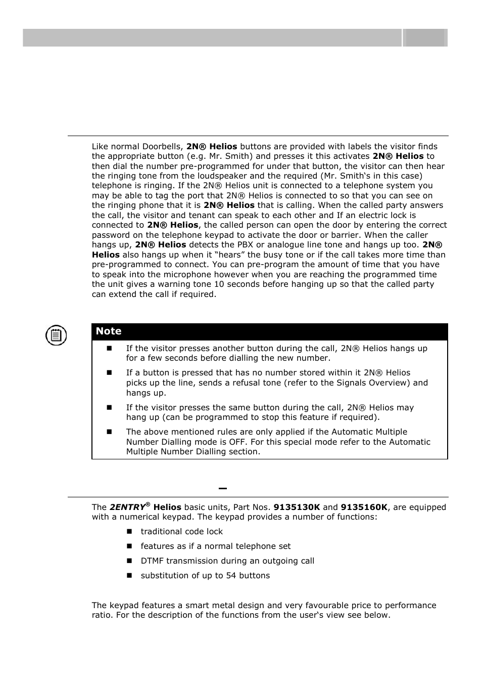 Function description, From external user's view (visitor), Numerical keypad models | 1 function description, Function description – numerical keypad models, Function description 4.1 | 2N Door intercom 2N Helios - Manual, 1322 v3.0 User Manual | Page 52 / 76