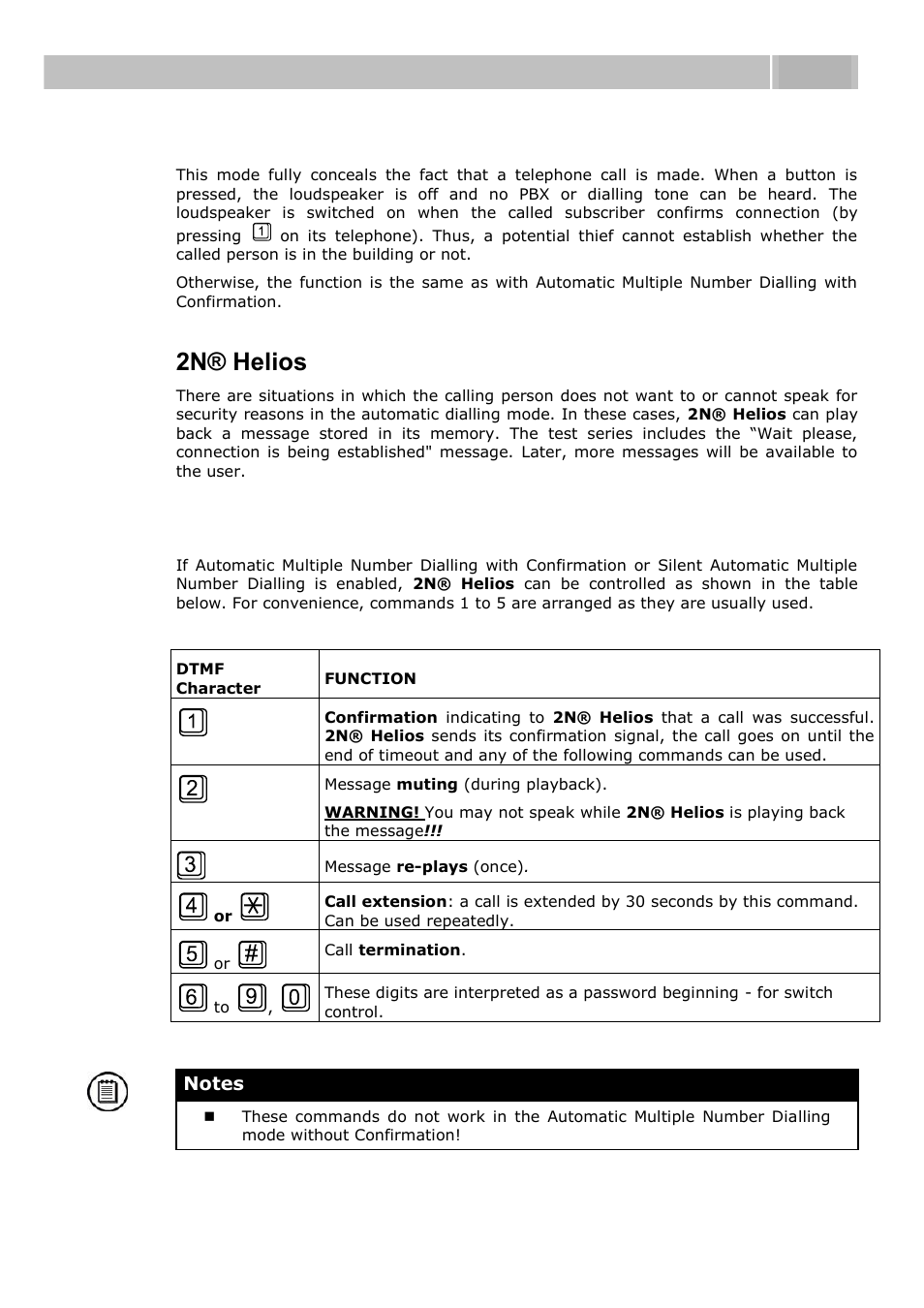 Silent automatic multiple number dialling, 2n® helios identification, Dtmf control | 2N Door intercom 2N Helios - Manual, 1322 v3.0 User Manual | Page 62 / 76