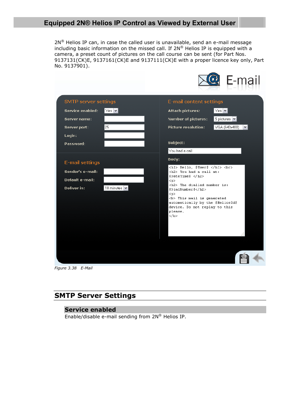 Smtp server settings | 2N Helios IP User manual, 1510 v1.13 User Manual | Page 123 / 143
