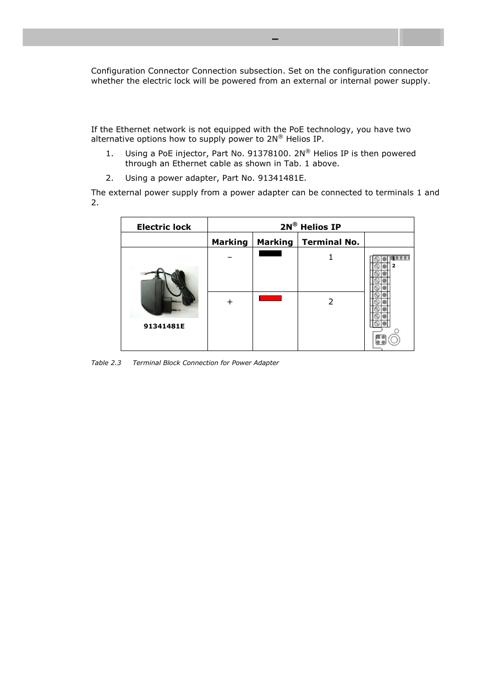 External power supply connection, Mounting – electrical installation 2.3 | 2N Helios IP User manual, 1510 v1.13 User Manual | Page 32 / 143