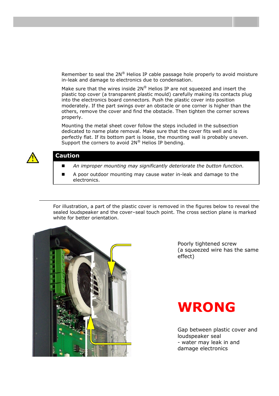 Mounting - completion, Most frequent mounting errors, Wrong | 4 mounting - completion, Mounting - completion 2.4 | 2N Helios IP User manual, 1510 v1.13 User Manual | Page 36 / 143