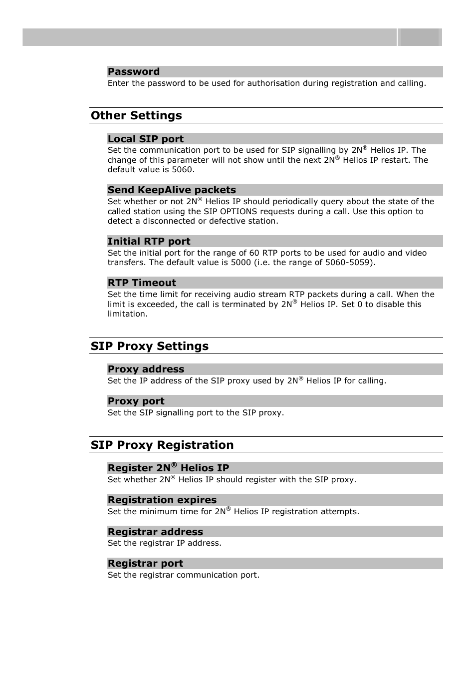Configuration 3.3, Other settings, Sip proxy settings | Sip proxy registration | 2N Helios IP User manual, 1510 v1.13 User Manual | Page 77 / 143