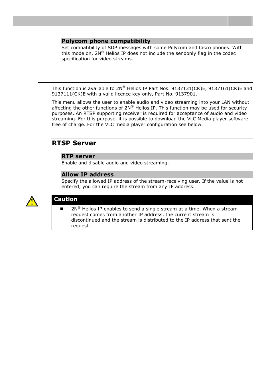 Streaming, Configuration 3.3, Rtsp server | 2N Helios IP User manual, 1510 v1.13 User Manual | Page 88 / 143