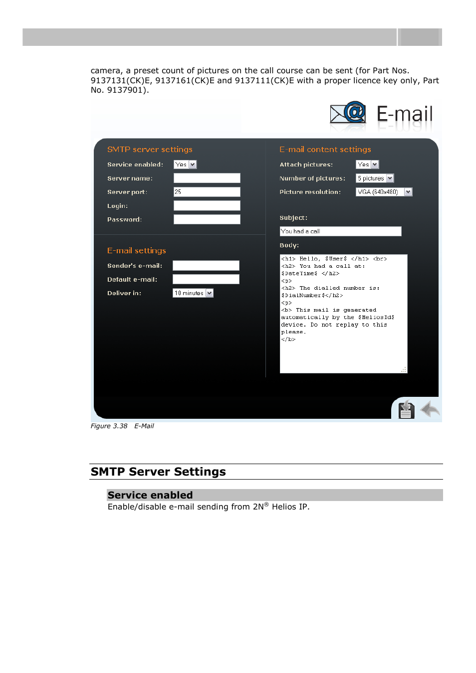 Configuration 3.3, Smtp server settings | 2N Helios IP User manual, 1510 v1.13 User Manual | Page 98 / 143
